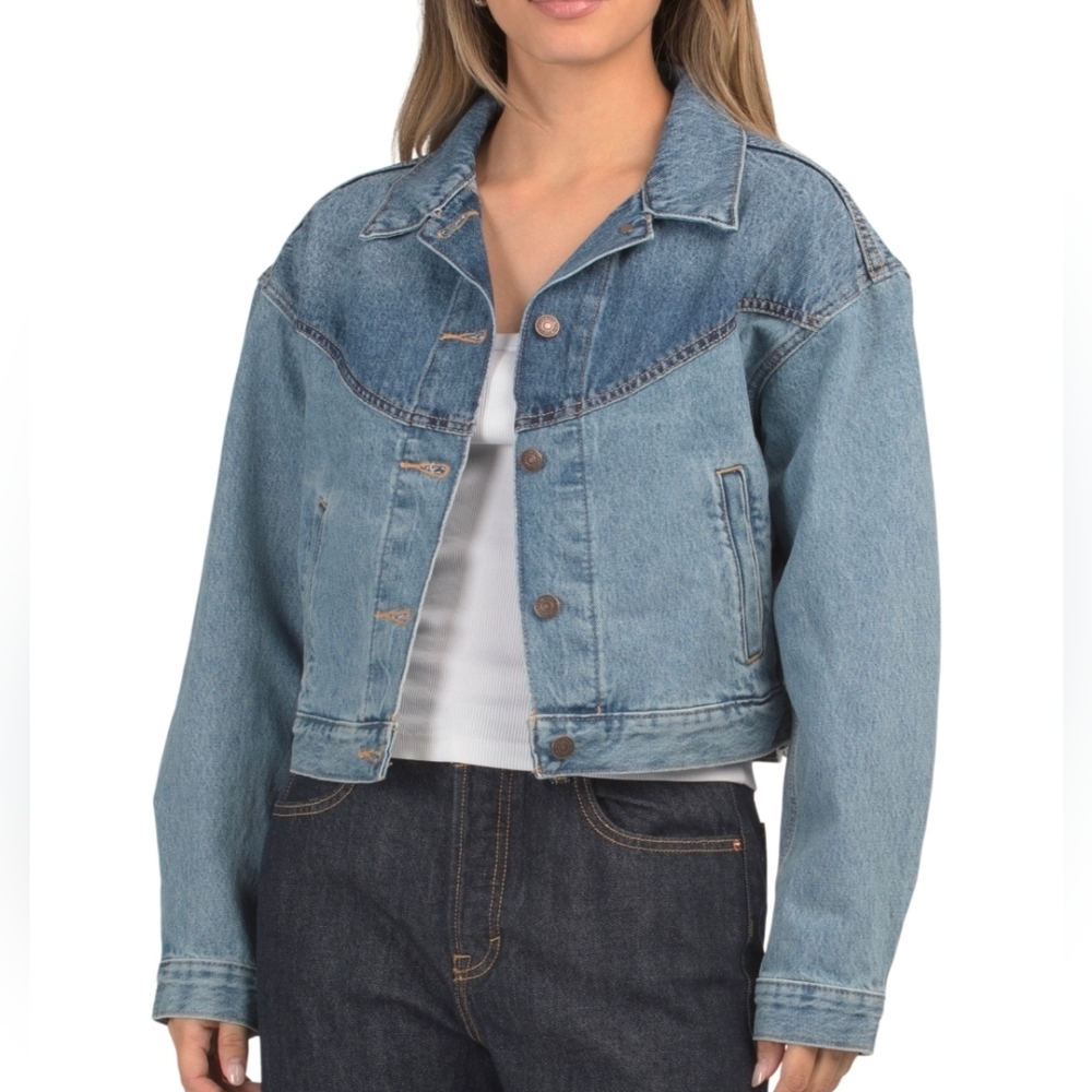💙🔹️LEVIS🔹️ Shrunken 90s Trucker Western Ironic Iconic Jacket - Picture 9 of 10